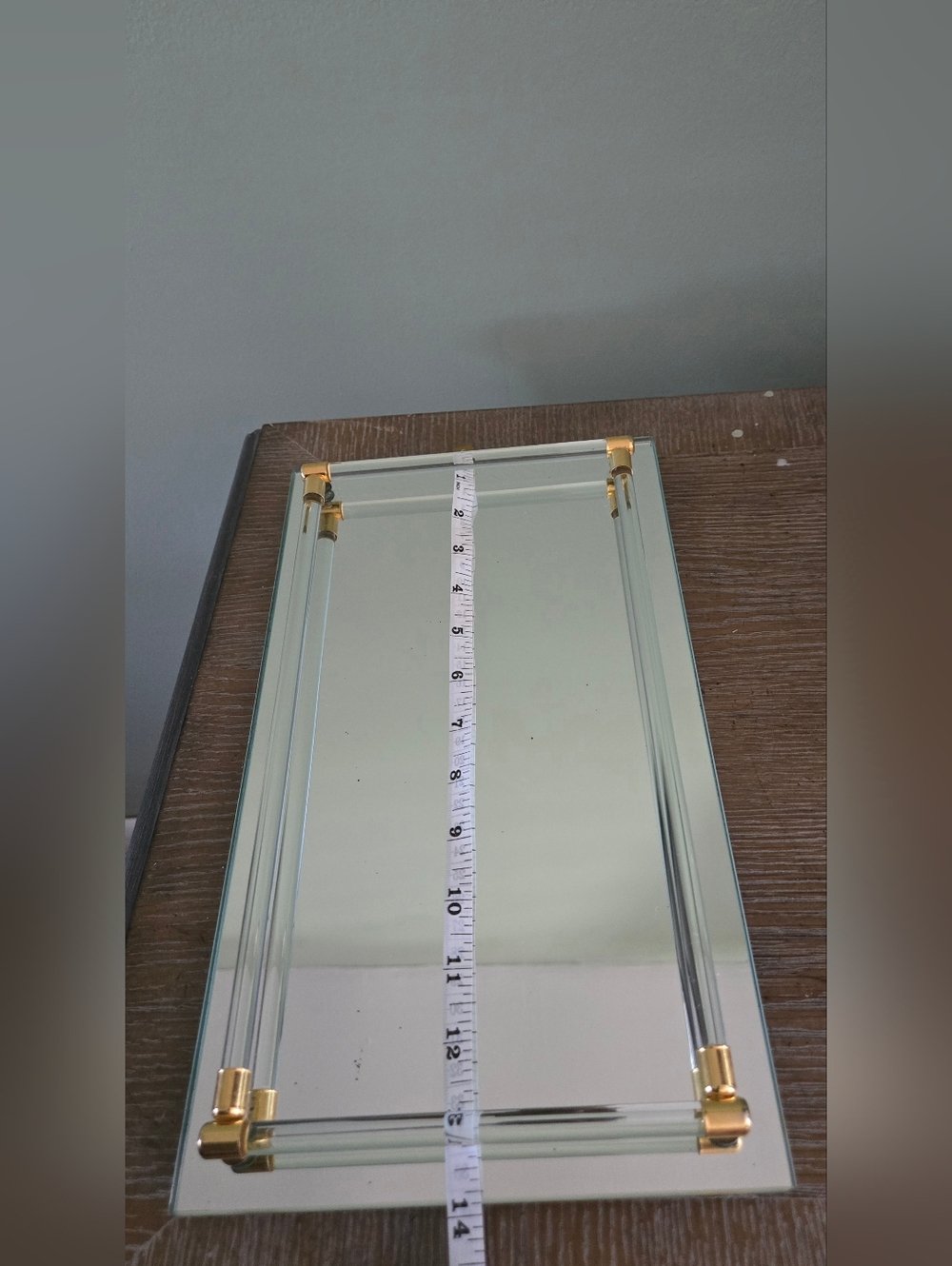 Vintage Hollywood Regency Gold Mirror Tray & Glass Bottles Set - Picture 6 of 7